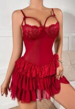 Sheer Red Lingerie with Flared Ruffles - Image 5