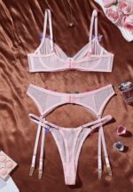 Pink Butterfly Lingerie Set with Garter Straps - Image 4