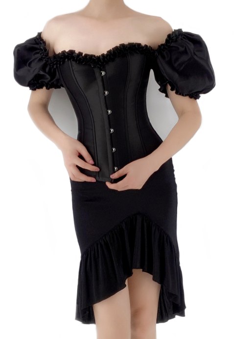FF4sFL Ruffled Sleeves Overbust Corset Top With High Low Skirt - Image 1