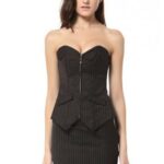 Stripe Style Black Office Corset Dress