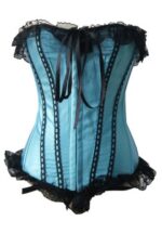 Black Lace Slimming Corset Bustier in Black and Blue - Image 3
