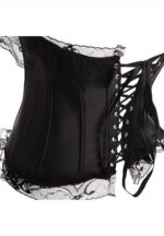 Black Lace Slimming Corset Bustier in Black and Blue - Image 7