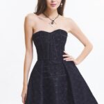 Strapless Floral Lace-up Vintage Corset Dress