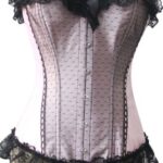 Sexy Satin Two Toned Lace Trimmed Corset Bustier in Pink Red Ocean Blue