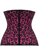 Rose Leopard Printed Latex Workout Waist Cincher Corset