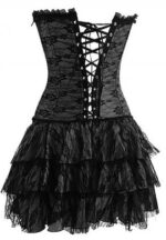 Strapless Satin Lacy Corset Bustier Dress in Black Red Purple Rose - Image 2