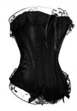 Black Lace Slimming Corset Bustier in Black and Blue - Image 5