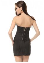 Stripe Style Black Office Corset Dress - Image 2